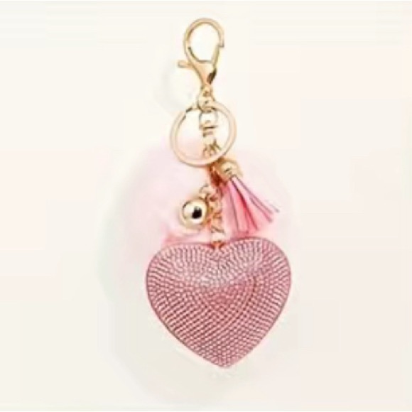 1pc Velvet Rhinestone Heart Key Chain, Pendant, Bag Charm 5 Colors Available - Picture 5 of 6